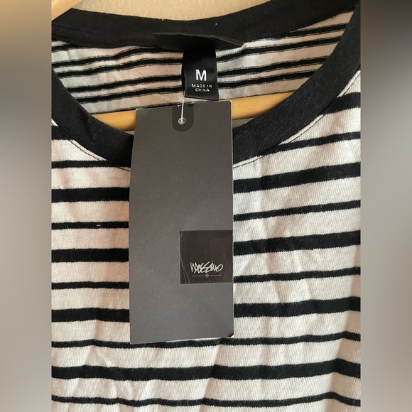 New Mossino Women Sleeveless Linen Dress Black White Stripe Size Medium - Picture 7 of 10